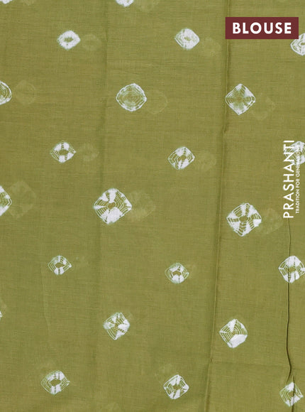 Batik cotton saree multi colour and mehendi green with allover prints and batik printed border