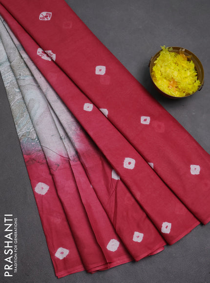 Batik cotton saree multi colour and pink shade with allover prints and batik printed border