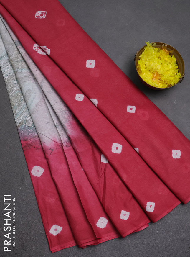 Batik cotton saree multi colour and pink shade with allover prints and batik printed border