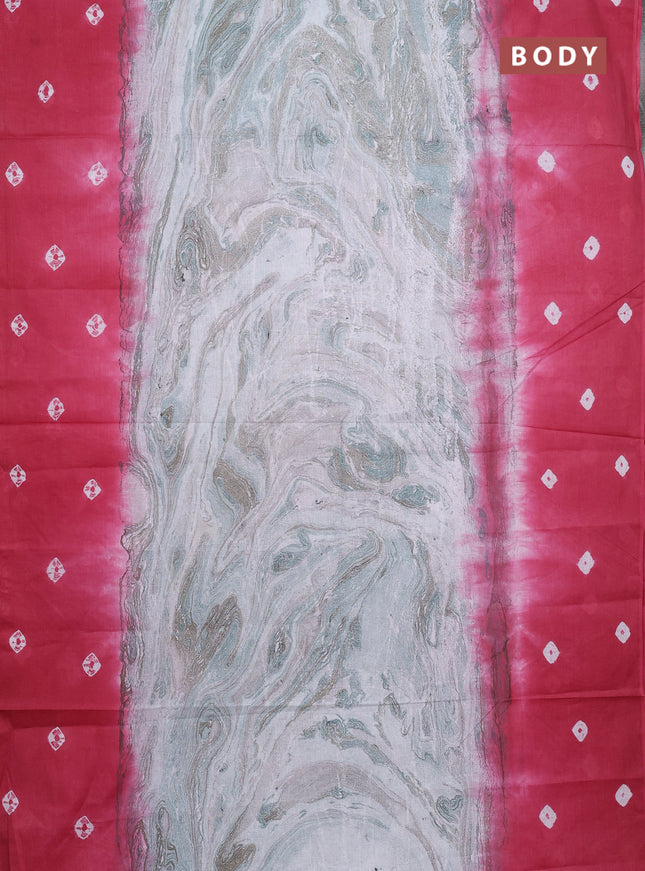 Batik cotton saree multi colour and pink shade with allover prints and batik printed border