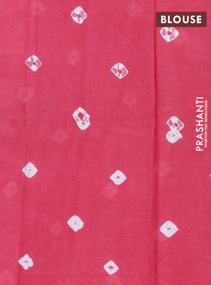 Batik cotton saree multi colour and pink shade with allover prints and batik printed border