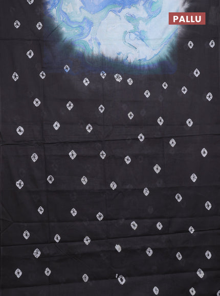 Batik cotton saree multi colour and black with allover prints and batik printed border