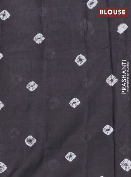 Batik cotton saree multi colour and black with allover prints and batik printed border