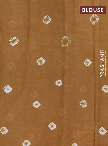 Batik cotton saree multi colour and dark mustard with allover prints and batik printed border