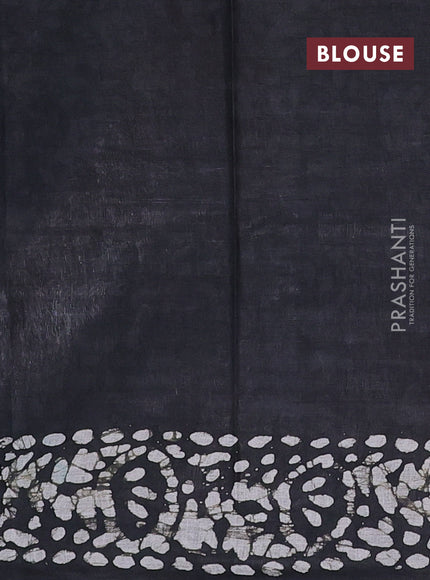Batik cotton saree blue shade and black with batik butta prints and batik printed border