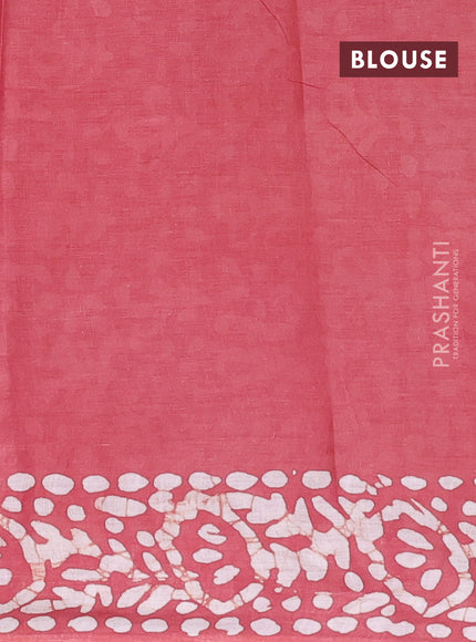 Batik cotton saree mehendi green and maroon with batik butta prints and batik printed border