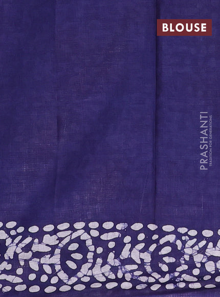 Batik cotton saree wine shade and navy blue with batik butta prints and batik printed border