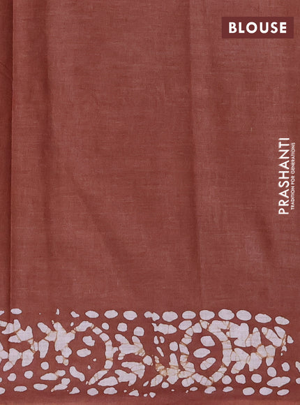 Batik cotton saree violet and brown with batik butta prints and batik printed border