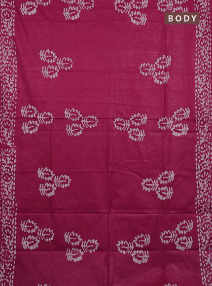 Batik cotton saree pink and wine shade with batik butta prints and batik printed border