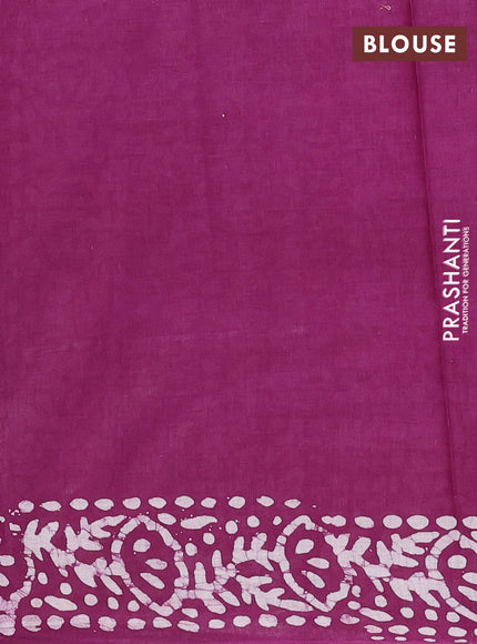 Batik cotton saree pink and wine shade with batik butta prints and batik printed border