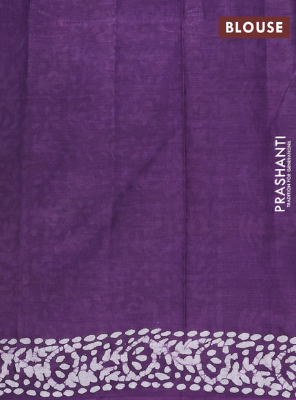 Batik cotton saree teal green with batik butta prints and batik printed border