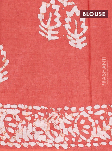 Batik cotton saree dark mustard and rust shade with batik butta prints and batik printed border