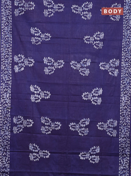Batik cotton saree navy blue and maroon with batik butta prints and batik printed border