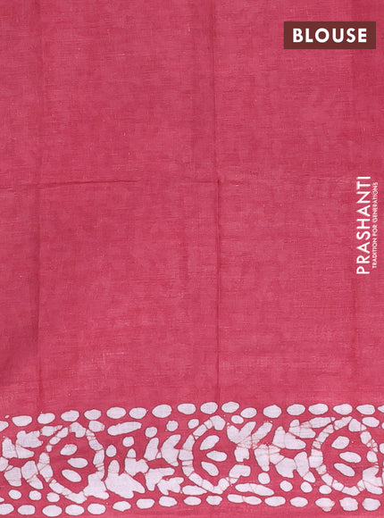 Batik cotton saree navy blue and maroon with batik butta prints and batik printed border