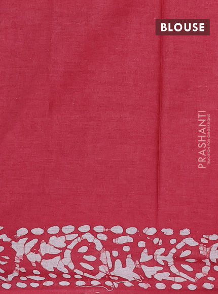 Batik cotton saree blue and maroon with batik butta prints and batik printed border