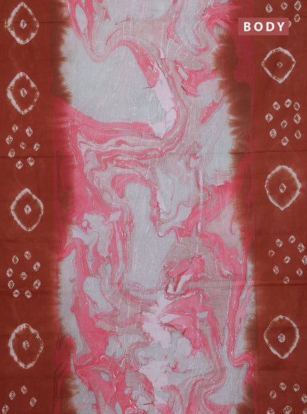 Batik cotton saree multi colour and rust shade with allover prints and batik printed border