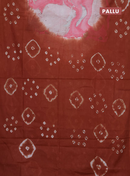 Batik cotton saree multi colour and rust shade with allover prints and batik printed border