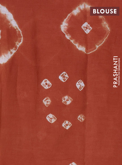 Batik cotton saree multi colour and rust shade with allover prints and batik printed border