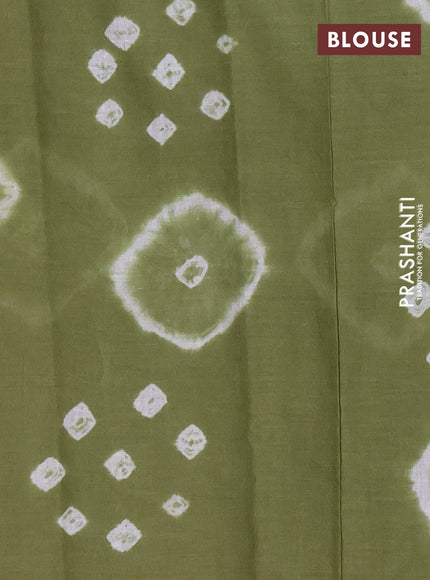 Batik cotton saree multi colour and mehendi green with allover prints and batik printed border
