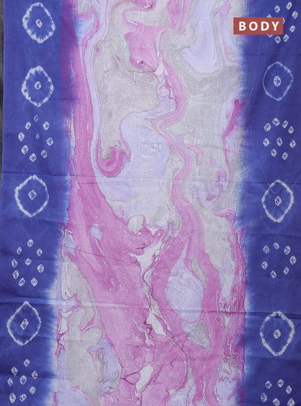 Batik cotton saree multi colour and blue with allover prints and batik printed border