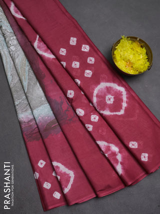 Batik cotton saree multi colour and pink shade with allover prints and batik printed border