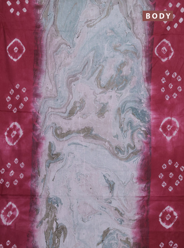 Batik cotton saree multi colour and pink shade with allover prints and batik printed border