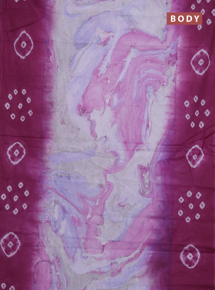 Batik cotton saree multi colour and purple with allover prints and batik printed border
