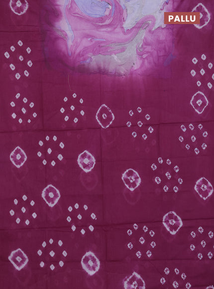 Batik cotton saree multi colour and purple with allover prints and batik printed border
