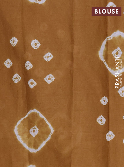 Batik cotton saree multi colour and mustard yellow with allover prints and batik printed border