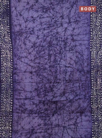 Batik cotton saree grey and navy blue with allover prints and batik printed border