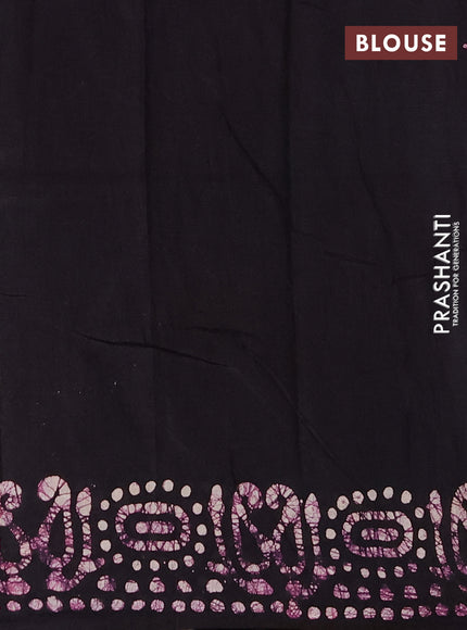 Batik cotton saree dark mustard and jamun shade with allover prints and batik printed border