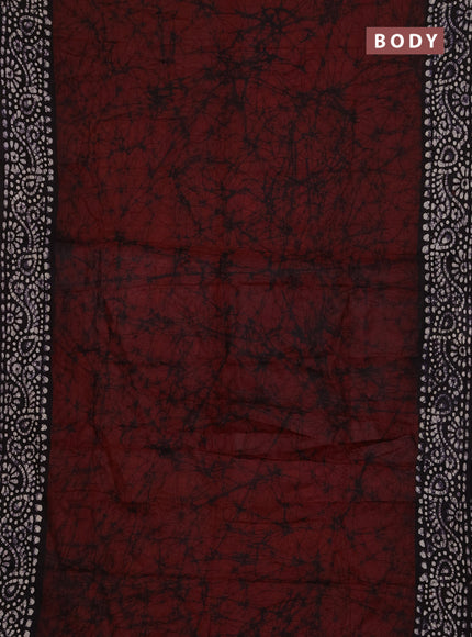 Batik cotton saree deep maroon and jamun shade with allover prints and batik printed border