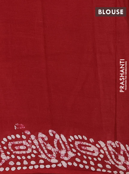 Batik cotton saree mustard yellow and red with allover prints and batik printed border