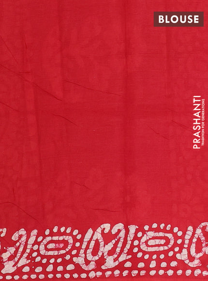 Batik cotton saree sunset orange and red with allover prints and batik printed border