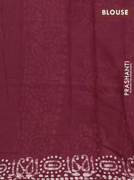 Batik cotton saree mustard yellow and deep wine shade with allover prints and batik printed border