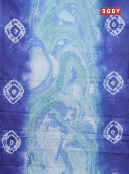 Batik cotton saree multi colour and blue with allover prints and batik printed border