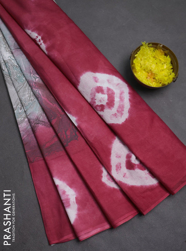 Batik cotton saree multi colour and peach pink with allover prints and batik printed border