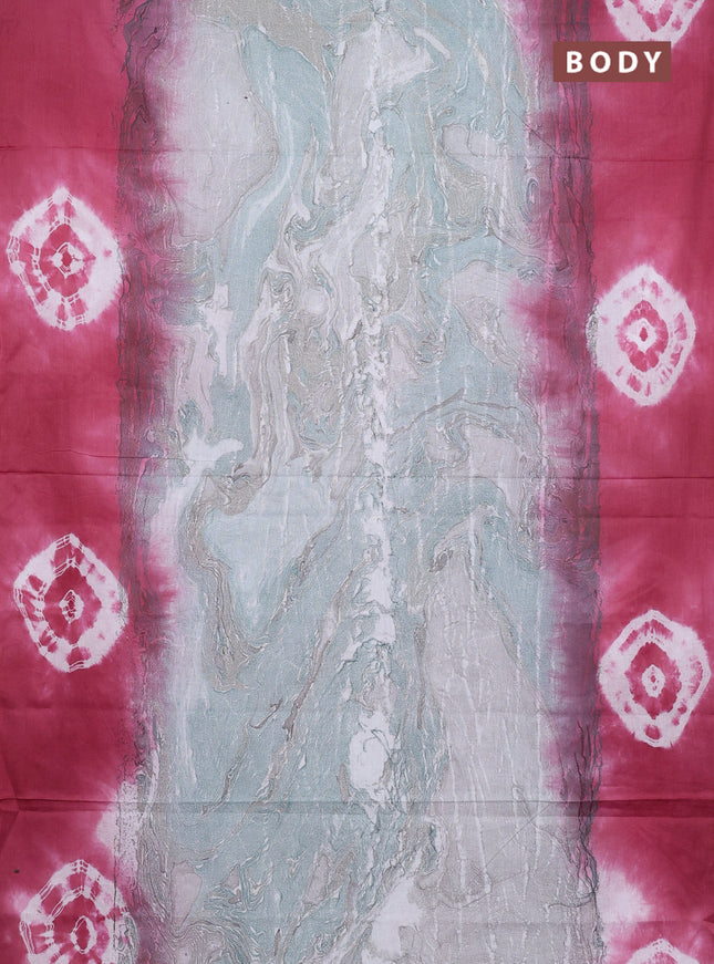 Batik cotton saree multi colour and peach pink with allover prints and batik printed border