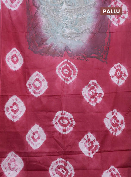 Batik cotton saree multi colour and peach pink with allover prints and batik printed border