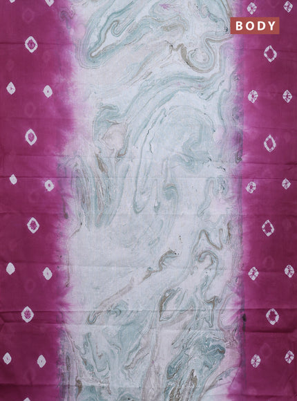 Batik cotton saree multi colour and magenta pink with allover prints and batik printed border