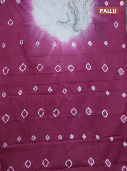 Batik cotton saree multi colour and magenta pink with allover prints and batik printed border