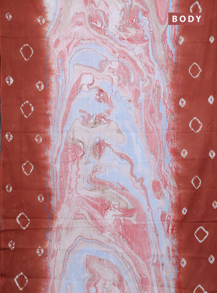 Batik cotton saree multi colour and rust shade with allover prints and batik printed border