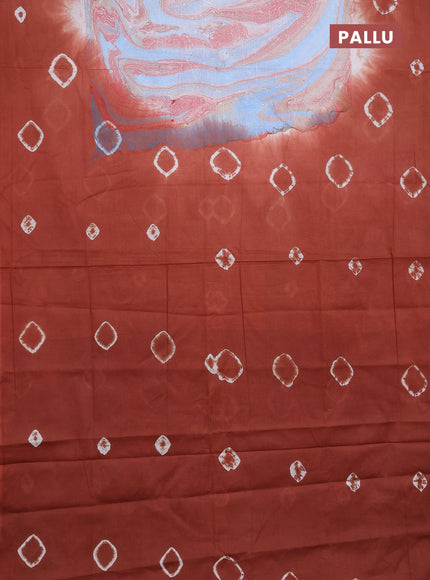 Batik cotton saree multi colour and rust shade with allover prints and batik printed border