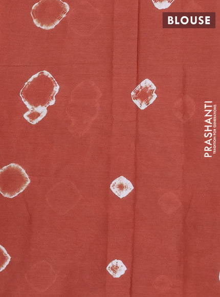 Batik cotton saree multi colour and rust shade with allover prints and batik printed border