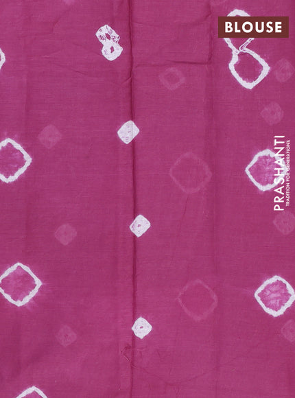Batik cotton saree multi colour and magenta pink with allover prints and batik printed border