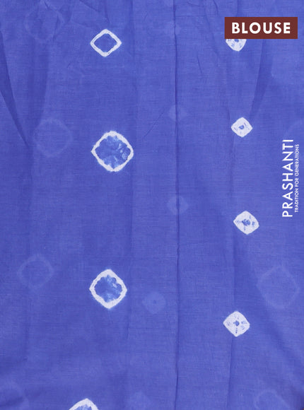 Batik cotton saree multi colour and blue with allover prints and batik printed border