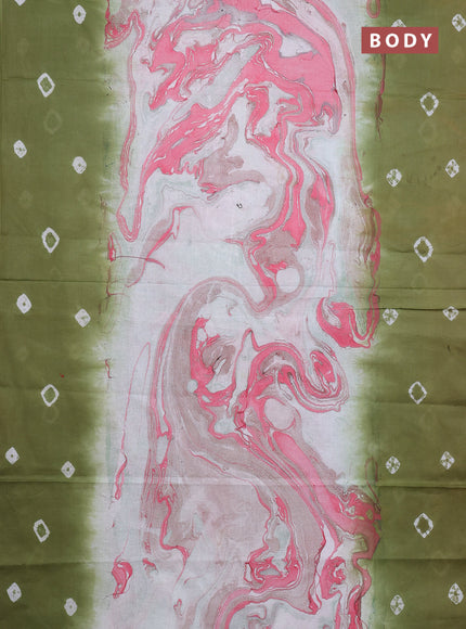 Batik cotton saree multi colour and mehendi green with allover prints and batik printed border