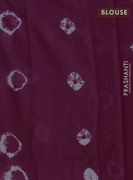 Batik cotton saree multi colour and purple with allover prints and batik printed border