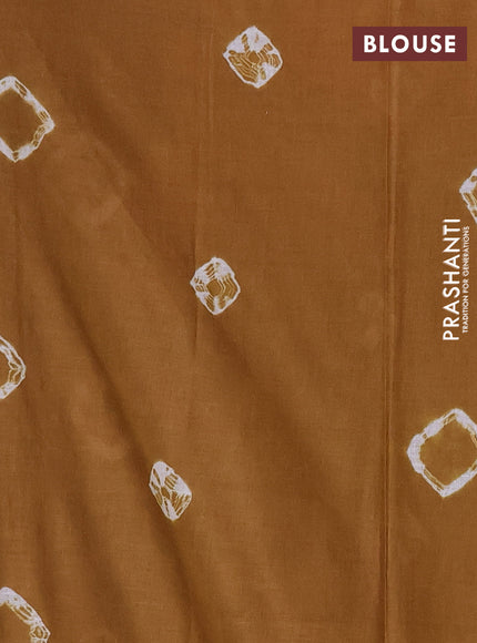 Batik cotton saree multi colour and dark mustard with allover prints and batik printed border