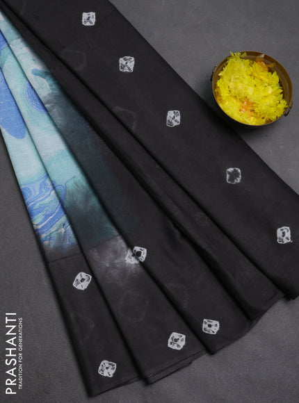 Batik cotton saree multi colour and dark grey with allover prints and batik printed border